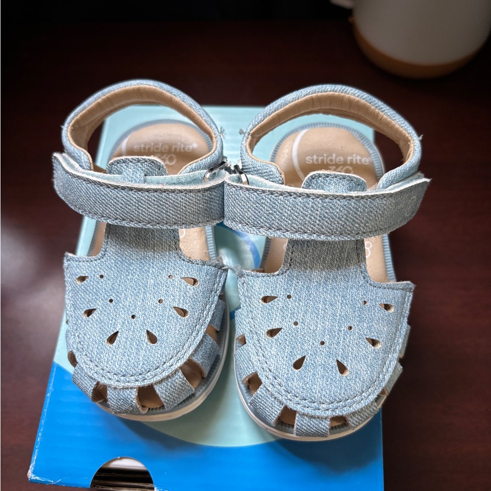 Stride Rite Blue Closed-Toe Sandals with Velcro Straps